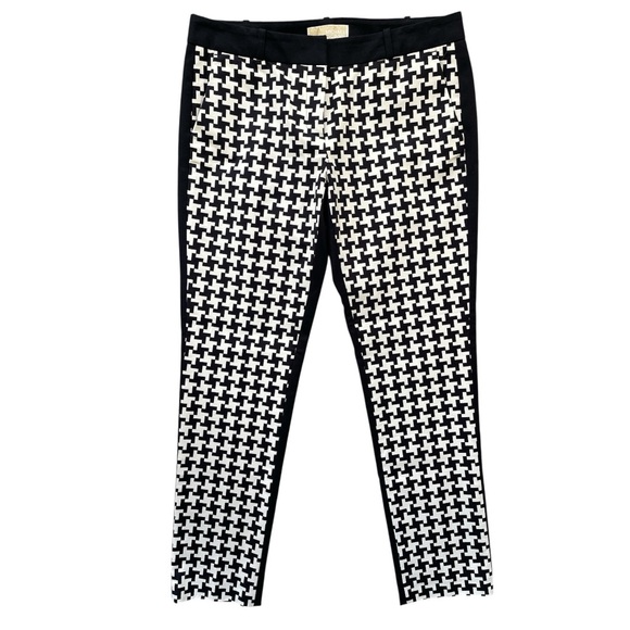 Michael Michael Kors Navy White Houndstooth Print Slim Ankle Pants Size 8P - Picture 2 of 5